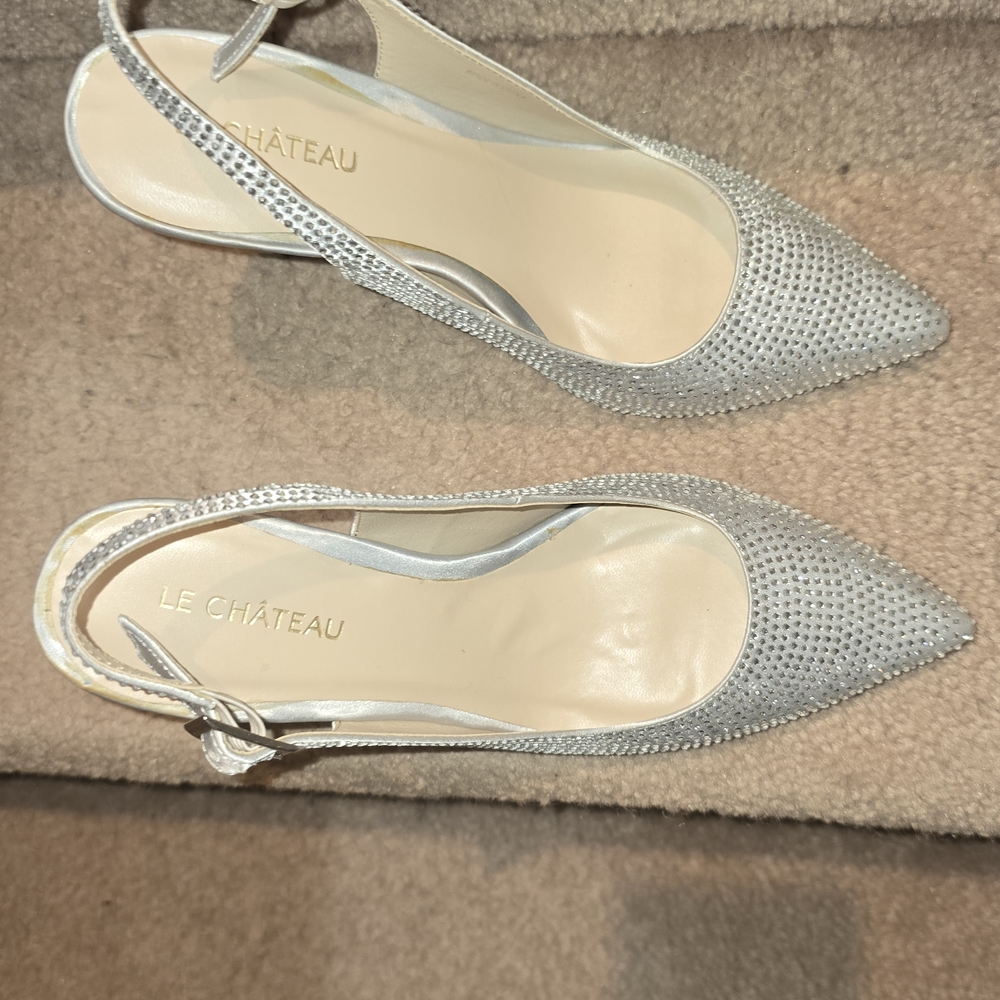 Le Chateau Sparkling Silver Slingback Heels